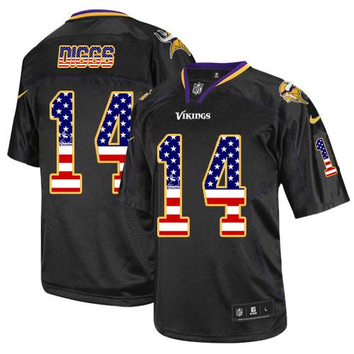 Nike Vikings #14 Stefon Diggs Black Men's Stitched NFL Elite USA Flag Fashion Jersey - Click Image to Close